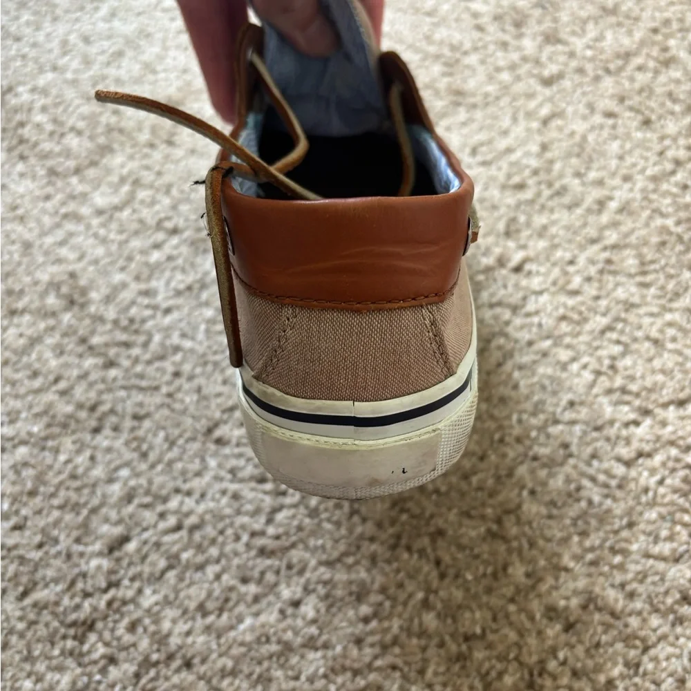 Sperry Two-Tone Brown Canvas & Tan Leather Boat Shoes